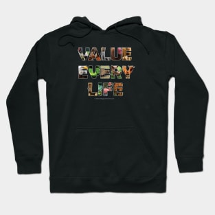 Value Every Life - wildlife oil painting wordart Hoodie